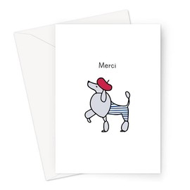 LEMON LOCO Merci Greeting Card | Thank You Card, French Thank You Card, Thanks, Many Thanks, Brightly Coloured, French Poodle Doodle