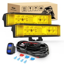 Nilight Side Shooter Amber LED Light Bar/Pods 2PCS 6.5 Inch 60W Flood Spot Beam