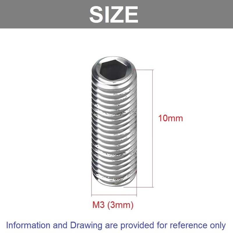 TERF® M3 X 10mm Allen Head Hex Socket Grub Screws