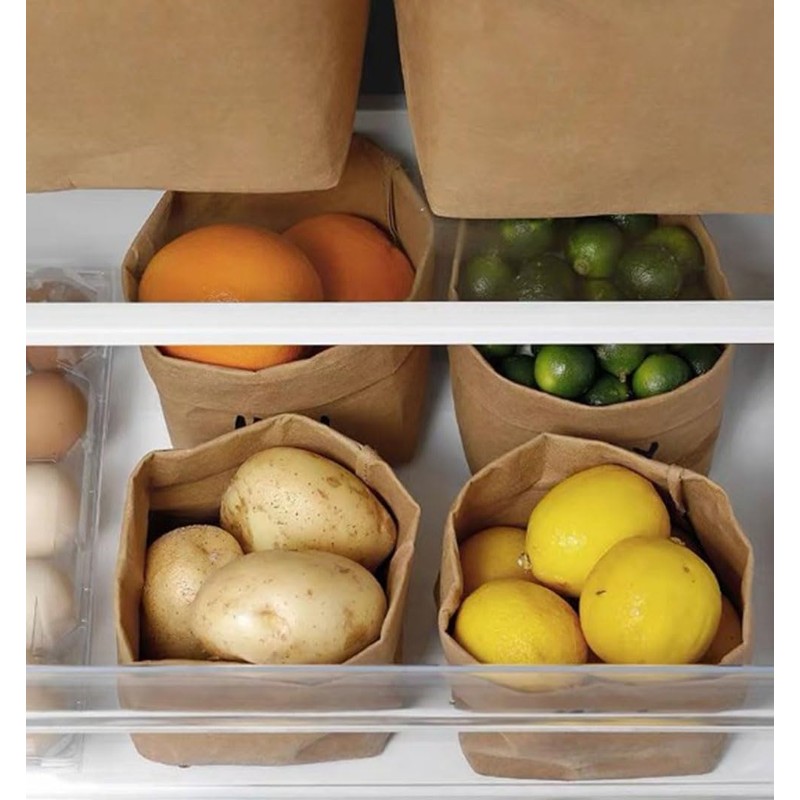 Bombinate Large Washed Craft Washable Storage Bag, Paper Brown, Food