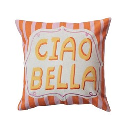 Creative Co-Op, Multicolor Ciao Bella Cotton and Linen Printed Pillow