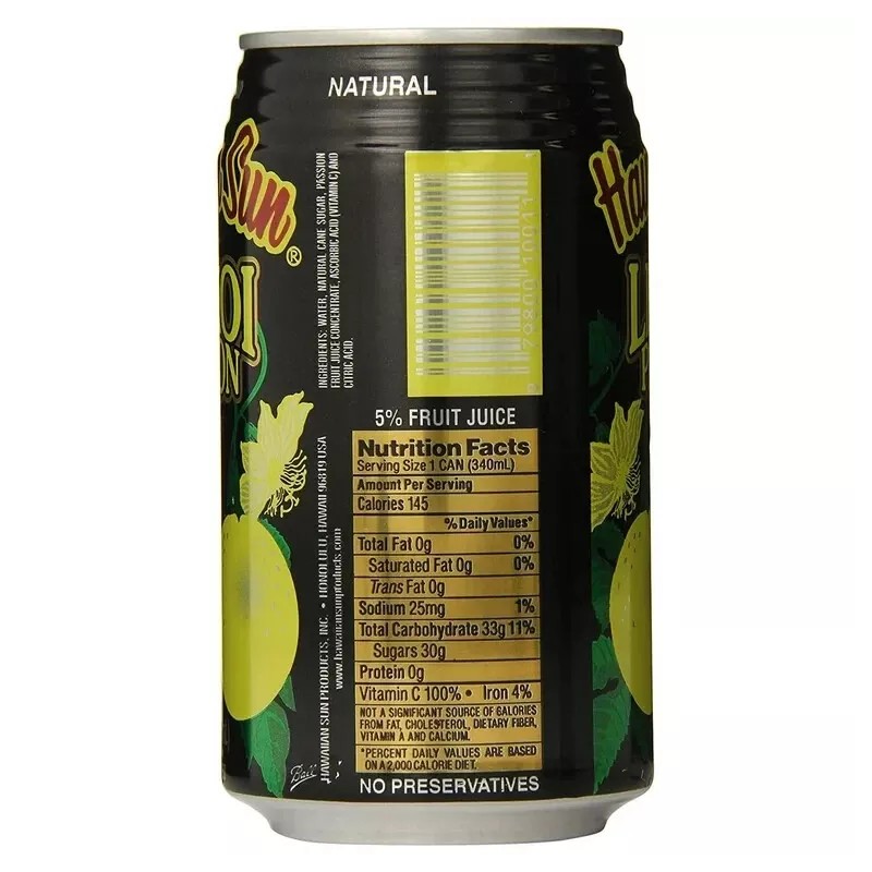 Hawaiian Sun Lilikoi Passion Fruit Juice Drink 11.5oz Can 6-Pack