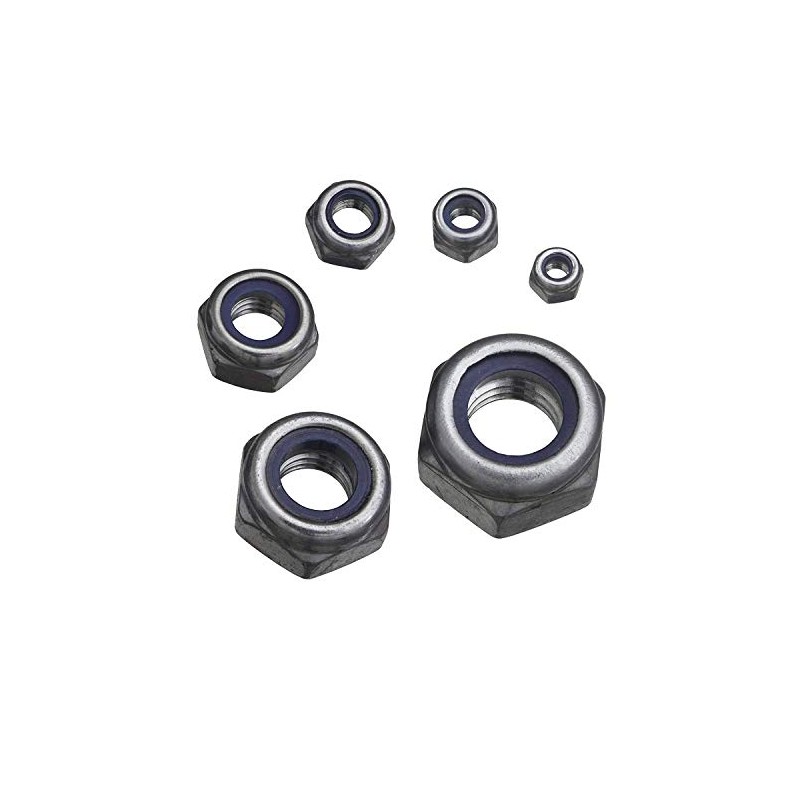 Pack of 100 Self-Locking Nuts, Stainless Steel Hexagonal Stop Nuts,