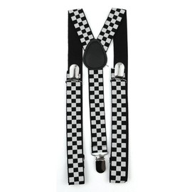 WickedFun Girls Boys Women's Mens Ladies Adjustable Braces Suspenders Fancy Dress Unisex (Police Checkered)