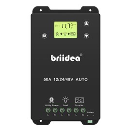 briidea Automatic Transfer Switch, 50A 5500 Watt ATS Dual Power Controller for Off Grid Solar Wind Systems DC 12V 24V 48V AC 110V 220V, Black