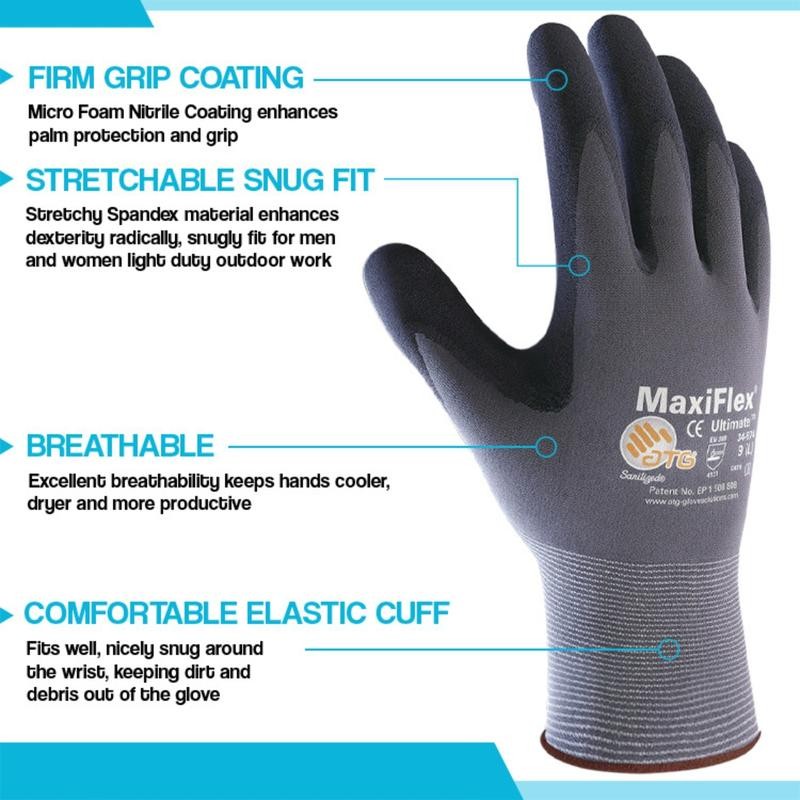 12 Pairs - MaxiFlex PIP 34874 - Maxi Flex Ultimate