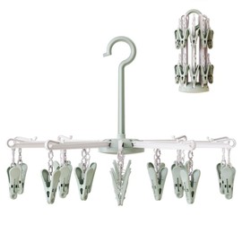 HIDOSNG Coat Hanger Sock Dryer, Sock Hanger for Washing Line, 20 Peg Folding Sock Hanging, Travel Portable, Quick Drying, Suitable for Socks, Baby Clothes，Towels