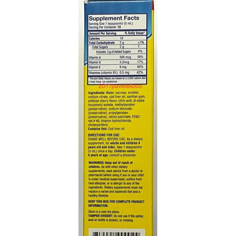Ballena Azul Cherry EMULSION COD LIVER OIL BALLENA AZUL ACEITE