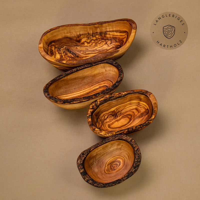 das Olivenholzbrett® Olive Wood Bowl with Natural Rim, Wooden Bowl,