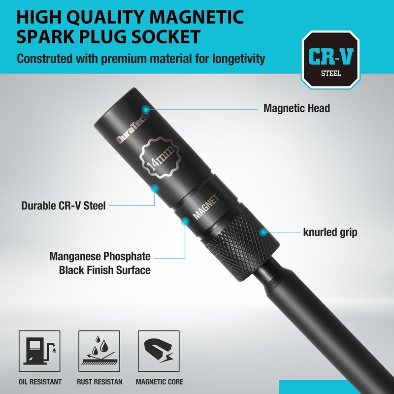 DURATECH 14mm Swivel Magnetic Spark Plug Socket, 1MM Thin Wall