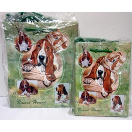 Ruth Maystead Basset Hound Dog Gift Bag Set of 10 Large & 10 Small Bags (Total 20 Gift Bags)
