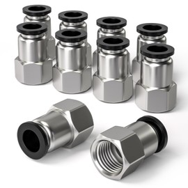 Bwintech 10 Pcs 10mm Tubing OD x 1/4" Female BSP Thread Straight Push in Connect Pneumatic Fitting,PCF10-02 Quick Release Air Line Adapter