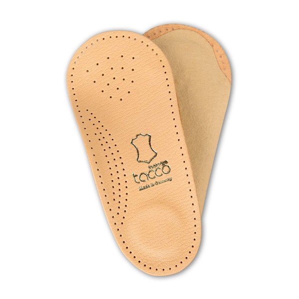 Orthopaedic Insoles 3/4 Tacco Elastic Vegetable Tanned Sheep Leather Foot Bed with Metatarsal Support and Heel Pad Made in Germany - Beige -