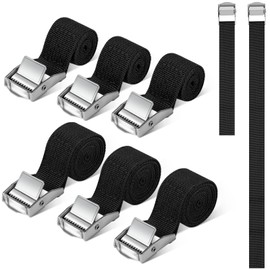 Tie Down Straps with Ratchet, Pack of 6 Lashing Strap, Black Lashing Strap in Various Lengths, Short Tie Down Straps with Zinc Alloy Clamping Lock for Motorcycle, Bicycle Carrier, Luggage Bags,