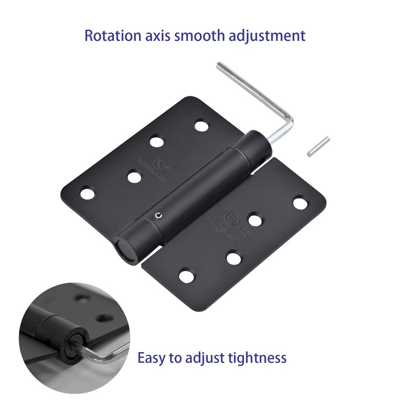 SORGMACH Self Closing Door Hinge 4 inch Matte Black Auto