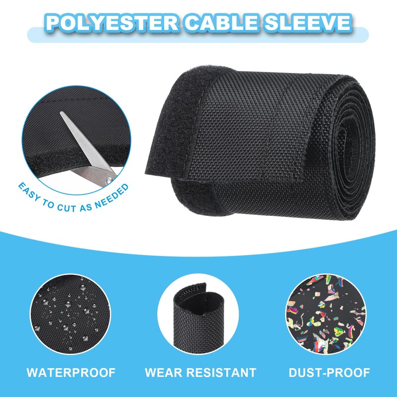 PATIKIL Cable Sleeve with Hook and Loop Fastener, 6.6 Ft