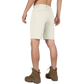 Stlight Men's Hiking Cargo Shorts Quick Dry Lightweight Tactical Shorts with Multi Pocket for Camping Fishing Golf, Bone, 34W x 8L