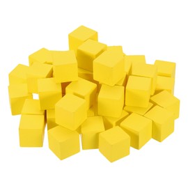 sourcing map 50Pcs Wood Blocks for Crafts, 1 Inch Unfinished Wooden Cube Pine Wood Square Block for DIY Craft Projects, Yellow