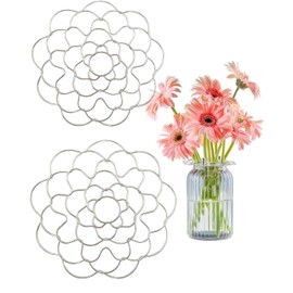 TPZORJX Pack of 2 Flower Arrangement Holders, Stainless Steel Flower Arrangement Holder, Floral Reusable Flower Grid for Attaching Plants, Flower Arrangements, Vase Plants (Silver)