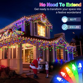 HRANBOTY 82 FT Outdoor Christmas Lights with 176 Drops, Christmas Decorations Fairy Lights 616 LED 8 Modes, Plug in Waterproof Hanging String Lights for Home Xmas Tree Yard Wedding Party Multicolor