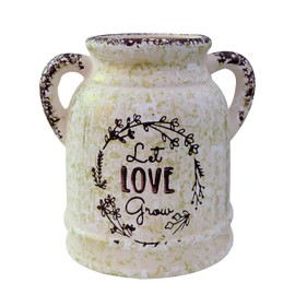 Soyizom Rustikale Keramik Große Vase Vintage Bauernhaus Chic Milchkrug Kann Land Vase Französisch Dekorative Bouquet Blumenhalter Mit Griff Für Arrangements Pflanzer Für Zuhause Küche Hochzeitsdekor