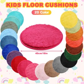 Drydiet 20 Pcs Kids Mats 18 Inch Crazy Round Carpet Seats for Child Colorful Classroom Circle Soft Warm Floor Rug Rainbow Cushions for School Family Daycare Group Activity Learning Marker Play Area