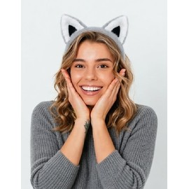 Grey Wolf Ears Headband Grey Cat Ears Headband Gray Fox Wolf Costume