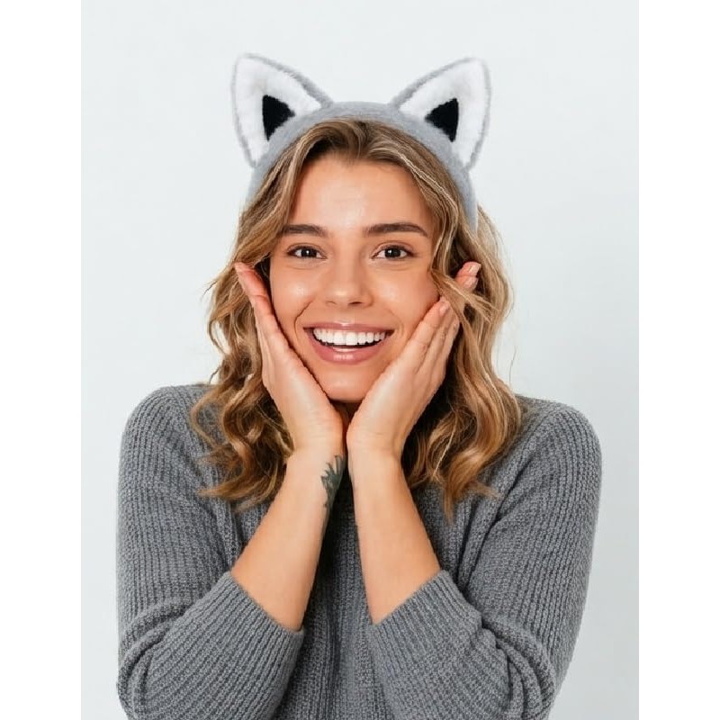 Grey Wolf Ears Headband Grey Cat Ears Headband Gray Fox