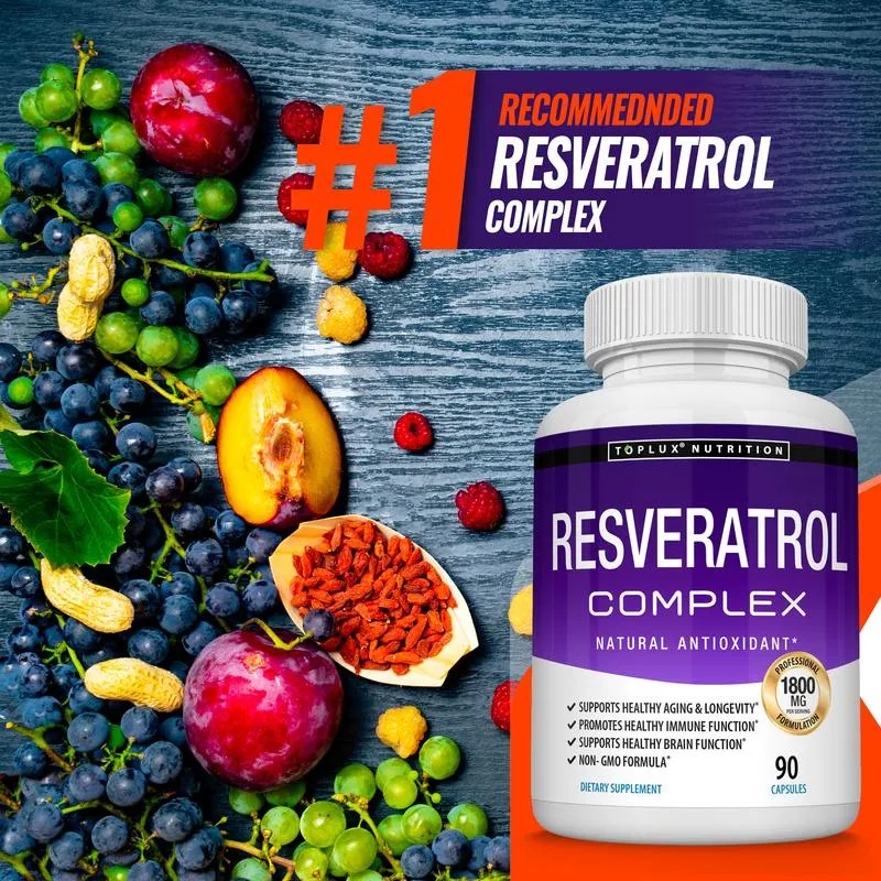Toplux Resveratrol 1800mg Natural Antioxidant Sin Sabor