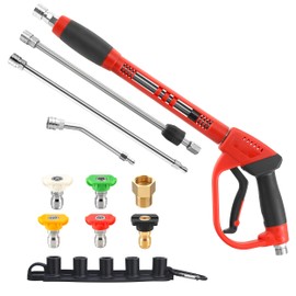 Tool Daily Pressure Washer Gun with Replacement Wand, 17 Inch Power Washer Extension Wand, 30° Curved Rod, 5 Nozzle Tips, 4000 PSI