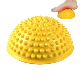 Bola de masaje de pies, media vuelta de PVC puntiagudos Wakers de pie terapia de equilibrio domo para Yoga Fitness Ejercicio Gimnasio(Amarillo)