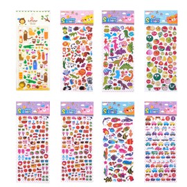 Itreatu 3D Puffy Stickers for Kids, Over 800+ Stickers Including Alphabet, Numbers, Dinosaurs, Animals, Cars, Fruits,Planets and Fish, Teacher Reward Stickers, Toddler Toy, Sticker Gift Pack