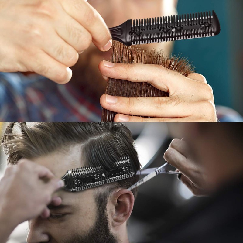 Frcolor 3pcs Black Double Side Hair Thinner Cutter Comb Hair