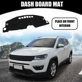 Partuto Dash Cover - Car Center Console Non-Slip Dash Board Mat - for Jeep Compass 2009-2016 - Polyester Black - 1Pc