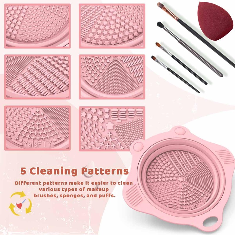 Foldable Silicone Makeup Brush Cleaner Pad Bowl, YalsFTY Portable Mat