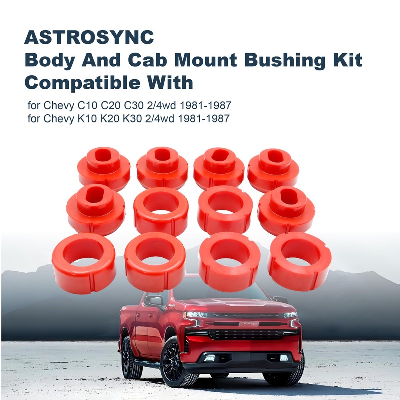 ASTROSYNC Body Mount Bushing Kit- Red Fit for Chevy C10