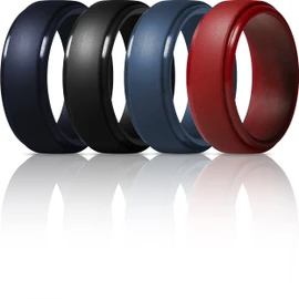ThunderFit - Anillo de silicona para hombre, borde escalonado, alianza de goma, 10 mm de ancho, 2.5 mm de grosor, 13.5 - 14 (22.69mm)