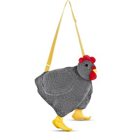 Saintrygo Chicken Hen Purse Bag Fluffy Shoulder Handbag Cute Funny Animal Gift for Christmas for Women Girls(Grey,Chicken)