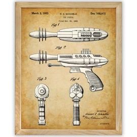 Retro Toy Raygun Patent - Cool Science Fiction Weapon, Nursery and Playroom Decor, Laser Gun Art Poster, Great Gift for Children and Sci-Fi Lovers, 11x14 Framed Patent Print Poster