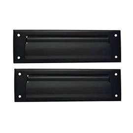 QCAA Ranura para correo de latón macizo, con placa trasera interior de latón macizo, 10 x 3 pulgadas, negro mate, 1 paquete, fabricado en Taiwán