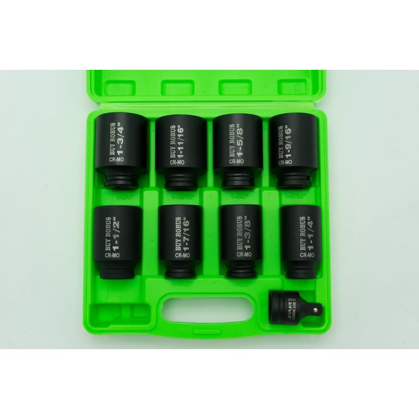 BUYROBUS 1/2" Drive Impact Socket Set, 9-Piece Standard SAE Deep