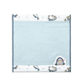 mofusand 43-0100070 Shark Towel Handkerchief, Blue, Cat, Cute Gauze Pile, Approx. 9.4 x 9.4 inches (24 x 24 cm)