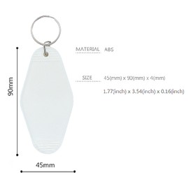 Nwsrayu 10pcs Blank Hotel Keychains Bulk Vintage Motel Keychain Vinyl HTV printing Keychains DIY Keychain tags Party Favors (White)