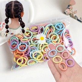 Children's Hair Tie, Set of 200, 0.8 inch (2 cm), Tangle Free, Accessories, Colorful, Girls, Babies, Kids, Small Hair Bands, Hair Accessories