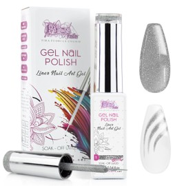 UV Gel Nail Polish - Quick Dry & Highly Pigmented Gel Nail Art Polish - UV-Led Gel Liner Nail Art Lovers Adore - Gel Liner Nail Polish for Precise Lines - Silver Glitter Gel Nail Polish by Pics Nails