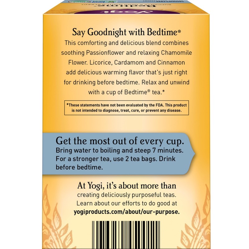 Yogi Bedtime Tea 64 Count Caffeine Free Organic Chamomile Sleep