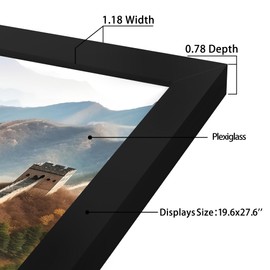 Picrit 20x28 Picture Frame, Poster Frame for Wall Mounting Display, Black