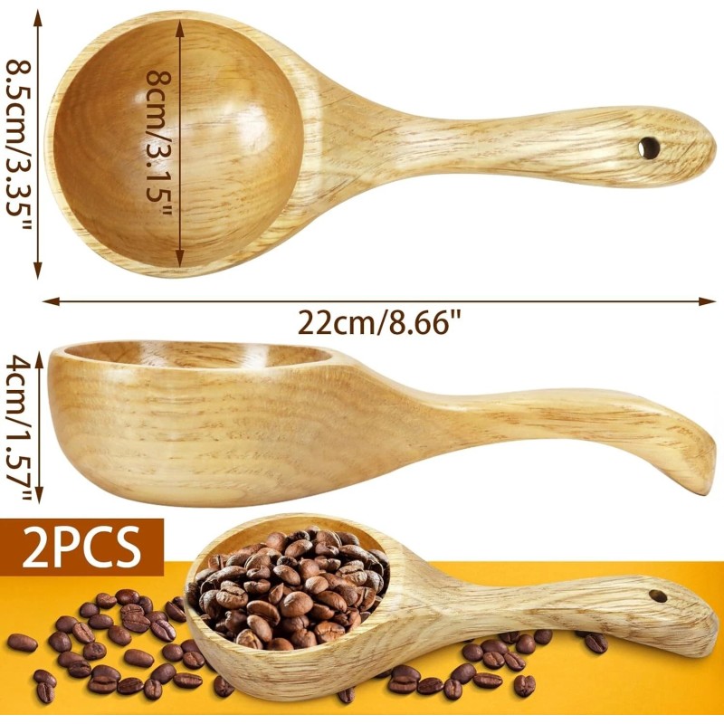 Kitchen 2 Pack Wooden Kitchen Scoop Ladle,Multipur