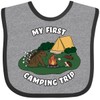inktastic My First Camping Trip-Camping Hedgehog Baby Bib Heather and