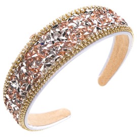 scicent Hair Bands Coffee Color Rhinestone Headband Women Girls Wide Head Band Fancy Sparkly Bling Diamond Hairband Fashion Head Hoops Non Slip Hair Accessories Gifts - 25510